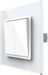 LIVOLO Intrerupator Dublu Mecanic LIVOLO cu Rama din Sticla - Serie Noua, alb, VL-2FCMKS-WP (VL-2FCMKS-WP) - fluxone