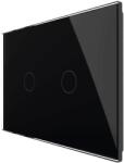 LIVOLO Intrerupator dublu cu touch Livolo din sticla, standard Italian, protocol ZigBee - Serie noua, negru, VL-FC2Z-3G-12 (VL-FC2Z-3G-12)