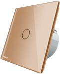 LIVOLO Intrerupator simplu cu revenire contact uscat Livolo cu touch din sticla, auriu, VL-C701IH-13 (VL-C701IH-13)
