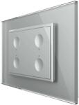 LIVOLO Intrerupator cvadruplu cap scara / cap cruce cu touch Livolo cu rama din sticla, standard Italian - Serie noua, gri, VL-FC4S-3IP-15 (VL-FC4S-3IP-15)