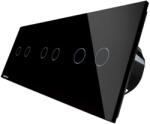 LIVOLO Intrerupator dublu+dublu+dublu cu touch Livolo din sticla, negru, VL-C702/C702/C702-12 (VL-C702/C702/C702-12)