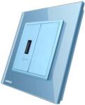 LIVOLO Priza USB Livolo cu rama din sticla, albastru, VL-C791USB-19 (VL-C791USB-19)