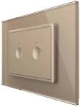 LIVOLO Intrerupator dublu cap scara / cap cruce cu touch Livolo cu rama din sticla, standard Italian, protocol ZigBee - Serie noua, auriu, VL-FC2SZ-3AP-13 (VL-FC2SZ-3AP-13)