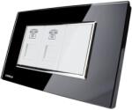 LIVOLO Priza dubla Telefon Livolo cu rama din sticla - standard italian, negru, VL-C392T-82 (VL-C392T-82)