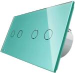 LIVOLO Intrerupator dublu + dublu cu touch Livolo din sticla, Protocol ZigBee, Control de pe telefon, verde, VL-C702Z/C702Z-18 (VL-C702Z/C702Z-18)