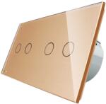 LIVOLO Intrerupator dublu + dublu cu touch Livolo din sticla, auriu, VL-C702/C702-13 (VL-C702/C702-13)