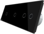LIVOLO Intrerupator cu touch simplu+simplu+dublu LIVOLO din sticla, Protocol ZigBee, Control de pe telefon, negru, VL-C701Z/C701Z/C702Z-12 (VL-C701Z/C701Z/C702Z-12)