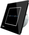 LIVOLO Intrerupator dublu cu touch Livolo din sticla - Seria R, negru, VL-R702-32 (VL-R702-32)