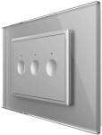 LIVOLO Intrerupator triplu cu touch Livolo cu rama din sticla, protocol ZigBee, standard Italian - Serie noua, gri, VL-FC3Z-3IP-15 (VL-FC3Z-3IP-15)