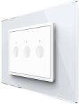 LIVOLO Intrerupator triplu cu touch Livolo cu rama din sticla, standard Italian - Serie noua, alb, VL-FC3-3WP-11 (VL-FC3-3WP-11)