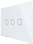 LIVOLO Intrerupator triplu cu touch Livolo din sticla, standard italian - Serie noua, alb, VL-FC3-3G-11 (VL-FC3-3G-11)