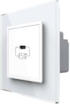 LIVOLO Priza USB Tip C Livolo cu Rama din Sticla, alb, VL-FCUC-2WP-11 (VL-FCUC-2WP-11) - fluxone
