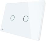 LIVOLO Intrerupator dublu wireless cu variator cu touch Livolo din sticla - standard italian, alb, VL-C902DR-81 (VL-C902DR-81)