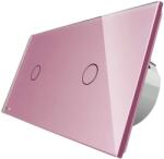 LIVOLO Intrerupator simplu + simplu cu touch Livolo din sticla, roz, VL-C701/C701-17 (VL-C701/C701-17)