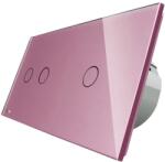 LIVOLO Intrerupator dublu + simplu cu touch Livolo din sticla, Protocol ZigBee, Control de pe telefon, roz, VL-C702Z/C701Z-17 (VL-C702Z/C701Z-17)
