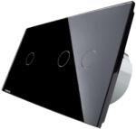 LIVOLO Intrerupator simplu + dublu cu touch Livolo din sticla, Protocol ZigBee, Control de pe telefonul mobil, negru, VL-C701Z/C702Z-12 (VL-C701Z/C702Z-12)
