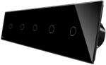 LIVOLO Intrerupator LIVOLO cu touch din sticla cu 5 intrerupatoare simple, negru, BB-C7-5C1-12 (BB-C7-5C1-12)