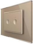 LIVOLO Intrerupator cu variator dublu cu touch Livolo cu rama din sticla, standard Italian, protocol ZigBee - Serie noua, auriu, VL-FC2D1Z-3AP-13 (VL-FC2D1Z-3AP-13)
