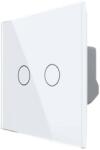 LIVOLO Intrerupator Dublu Cap Scara / Cruce cu Touch LIVOLO din Sticla - protocol ZigBee, Serie Noua, alb, VL-FC2SZ-2G-2W (VL-FC2SZ-2G-2W)