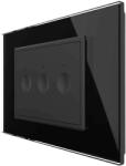 LIVOLO Intrerupator triplu cap scara / cap cruce cu touch Livolo cu rama din sticla, standard Italian, protocol ZigBee - Serie noua, negru, VL-FC3SZ-3BP-12 (VL-FC3SZ-3BP-12)