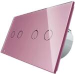LIVOLO Intrerupator dublu + dublu cu touch Livolo din sticla, Protocol ZigBee, Control de pe telefon, roz, VL-C702Z/C702Z-17 (VL-C702Z/C702Z-17)