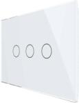 LIVOLO Intrerupator triplu cap scara/cruce wireless cu touch Livolo din sticla - standard italian, alb, VL-FC3SR-3G-11 (VL-FC3SR-3G-11)