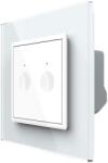 LIVOLO Intrerupatorul Dublu cu Touch LIVOLO cu Rama Din Sticla, Protocol Zigbee, Alb, , VL-FC2Z-2WP-11 (VL-FC2Z-2WP-11)