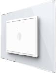 LIVOLO Intrerupator simplu cap scara / cap cruce wireless cu touch Livolo cu rama din sticla, standard Italian - Serie noua, alb, VL-FC1SR-3WP-11 (VL-FC1SR-3WP-11)