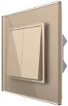 LIVOLO Intrerupator Dublu Mecanic Cap Cruce LIVOLO cu Rama din Sticla - Serie Noua, auriu, VL-2FCMM10A-A (VL-2FCMM10A-A) - fluxone