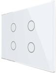 LIVOLO Intrerupator cvadruplu cu touch Livolo din sticla - standard italian, alb, VL-FC4-3G-11 (VL-FC4-3G-11)