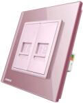 LIVOLO Priza dubla Telefon + Priza internet Livolo cu rama din sticla, roz, VL-C791TC-17 (VL-C791TC-17)