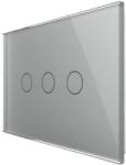 LIVOLO Intrerupator triplu wireless cu touch Livolo din sticla - standard italian, gri, VL-FC3R-3G-15 (VL-FC3R-3G-15)