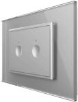 LIVOLO Intrerupator cu variator dublu cu touch Livolo cu rama din sticla, standard Italian, protocol ZigBee - Serie noua, gri, VL-FC2D1Z-3IP-15 (VL-FC2D1Z-3IP-15)