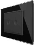 LIVOLO Intrerupator dublu wireless cu touch Livolo cu rama din sticla, standard Italian - Serie noua, negru, VL-FC2R-3BP-12 (VL-FC2R-3BP-12)