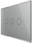 LIVOLO Intrerupator triplu cu touch Livolo din sticla, standard italian - Serie noua, gri, VL-FC3-3G-15 (VL-FC3-3G-15)