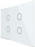 LIVOLO Intrerupator cvadruplu cap scara / cap cruce cu touch Livolo din sticla, standard Italian, protocol ZigBee - Serie noua, alb, VL-FC4SZ-3G-11 (VL-FC4SZ-3G-11)