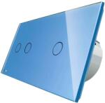LIVOLO Intrerupator dublu + simplu cu touch Livolo din sticla, Protocol ZigBee, Control de pe telefon, albastru, VL-C702Z/C701Z-19 (VL-C702Z/C701Z-19)