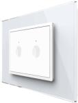 LIVOLO Intrerupator Dublu Cap Scara / Cruce Wi-Fi cu Touch LIVOLO cu rama din sticla, standard italian Serie Noua, Alb, , VL-FC2SNY-3WP-11 (VL-FC2SNY-3WP-11)
