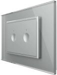 LIVOLO Intrerupator dublu cu touch Livolo cu rama din sticla, standard Italian - Serie noua, gri, VL-FC2-3IP-15 (VL-FC2-3IP-15)