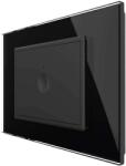 LIVOLO Intrerupator simplu cap scara / cap cruce cu touch Livolo cu rama din sticla, standard Italian - Serie noua, negru, VL-FC1S-3BP-12 (VL-FC1S-3BP-12)