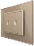 LIVOLO Intrerupator dublu cu touch Livolo cu rama din sticla, protocol ZigBee, standard Italian - Serie noua, auriu, VL-FC2Z-3AP-13 (VL-FC2Z-3AP-13)