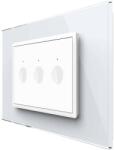 LIVOLO Intrerupator triplu cap scara / cap cruce cu touch Livolo cu rama din sticla, standard Italian, protocol ZigBee - Serie noua, alb, VL-FC3SZ-3WP-11 (VL-FC3SZ-3WP-11)
