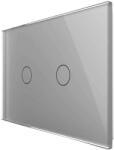 LIVOLO Intrerupator dublu cap scara / cap cruce cu touch Livolo din sticla, standard Italian, protocol ZigBee - Serie noua, gri, VL-FC2SZ-3G-15 (VL-FC2SZ-3G-15)