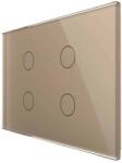 LIVOLO Intrerupator cvadruplu cap scara / cap cruce cu touch Livolo din sticla, standard Italian, protocol ZigBee - Serie noua, auriu, VL-FC4SZ-3G-13 (VL-FC4SZ-3G-13)