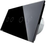LIVOLO Intrerupator dublu + dublu cu touch Livolo din sticla, Protocol ZigBee, Control de pe telefon, negru, VL-C702Z/C702Z-12 (VL-C702Z/C702Z-12)