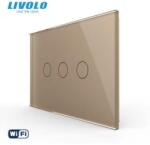 LIVOLO Intrerupator Triplu Wi-Fi cu Touch LIVOLO, standard italian Serie Noua, Auriu, VL-FC3NY-3G-13 (VL-FC3NY-3G-13)