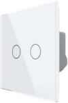 LIVOLO Intrerupator Dublu cu Variator LIVOLO cu Touch Din Sticla - Serie Noua, alb, VL-FC2D2-2G-2W (VL-FC2D2-2G-2W) - fluxone