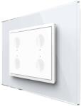 LIVOLO Intrerupator cvadruplu cap scara / cap cruce cu touch Livolo cu rama din sticla, standard Italian - Serie noua, alb, VL-FC4S-3WP-11 (VL-FC4S-3WP-11)