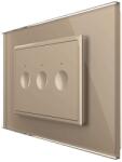LIVOLO Intrerupator triplu cu touch Livolo cu rama din sticla, standard Italian - Serie noua, auriu, VL-FC3-3AP-13 (VL-FC3-3AP-13)