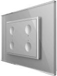 LIVOLO Intrerupator cvadruplu cap scara / cap cruce cu touch Livolo cu rama din sticla, standard Italian, protocol ZigBee - Serie noua, gri, VL-FC4SZ-3IP-15 (VL-FC4SZ-3IP-15)